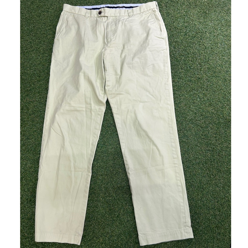 Brooks Brothers Clark Fit Chinos Mens 38x34 Light Lime Green Flat Front Pants